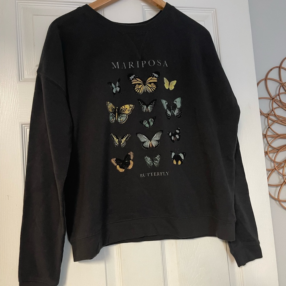 Mariposa Dark Gray Butterfly Print Sweater - Picture 4 of 4